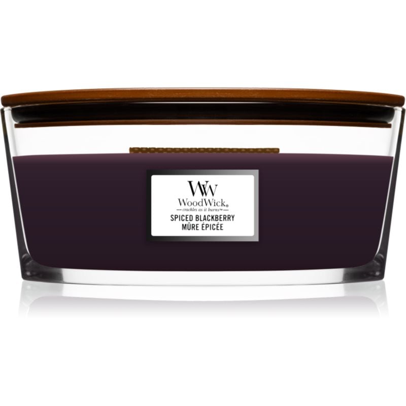 Woodwick Spiced Blackberry ароматна свещ с дървен фитил (hearthwick) 453,6 гр.
