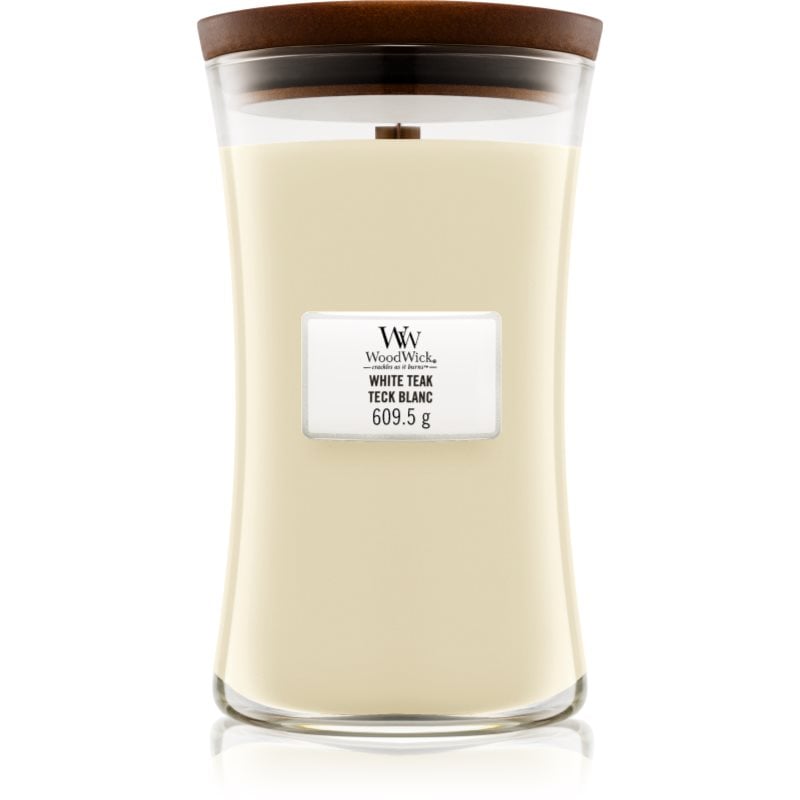 Woodwick White Teak ароматна свещ с дървен фитил 609.5 гр.