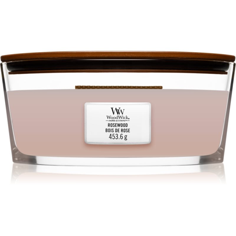 Woodwick Rosewood ароматна свещ с дървен фитил (hearthwick) 453.6 гр.