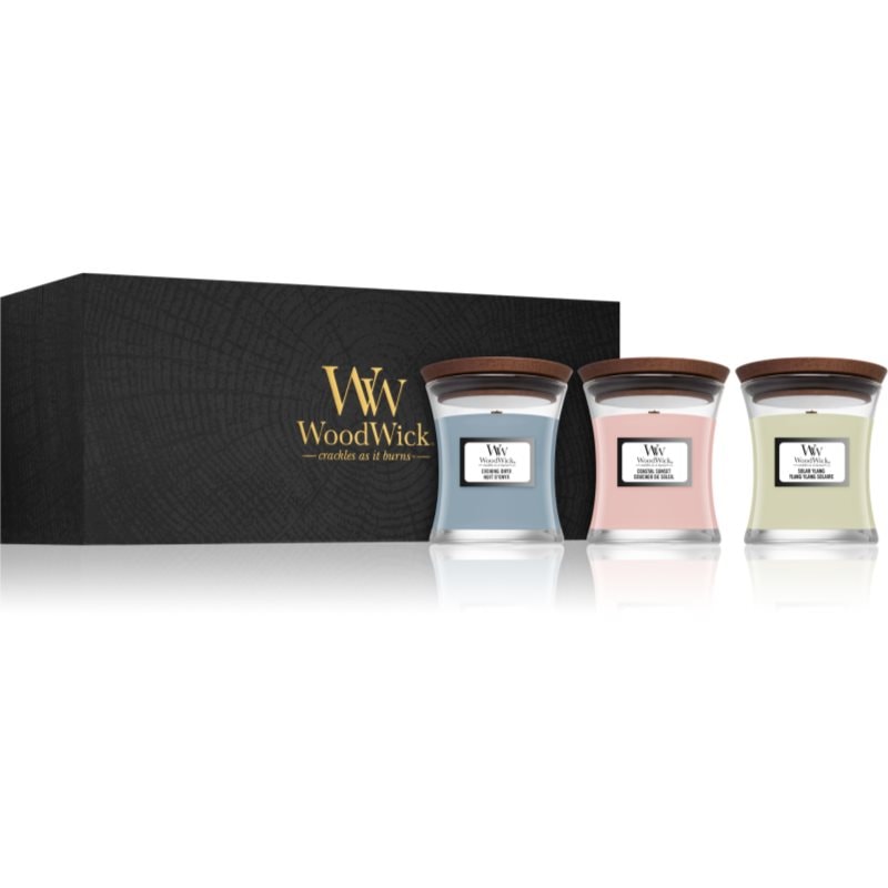 Woodwick Evening Onyx & Solar Ylang & Coastal Sunset подаръчен комплект с дървен фитил (gift box) - Комплект - Сравни цени от 1 магазин с безплатна доставка