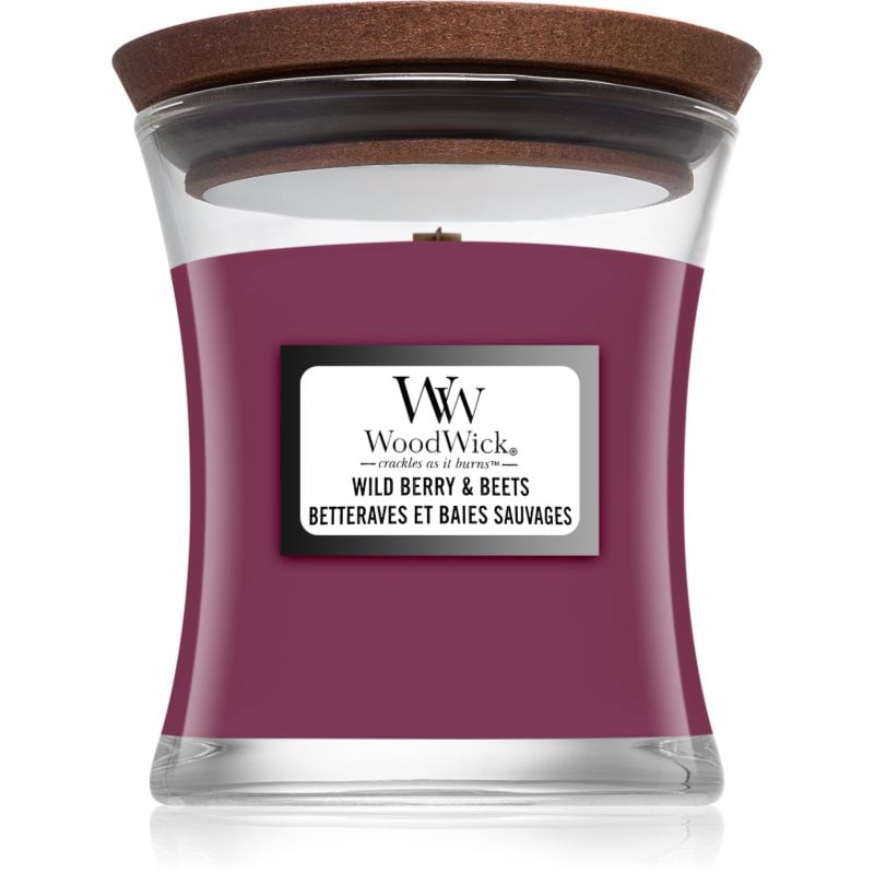 Woodwick Wild Berry & Beets ароматна свещ с дървен фитил 85 гр.