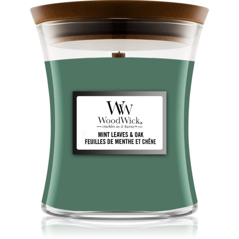 Woodwick Mint Leaves & Oak ароматна свещ с дървен фитил 275 гр. - Аромат - Сравни цени от 1 магазин с безплатна доставка