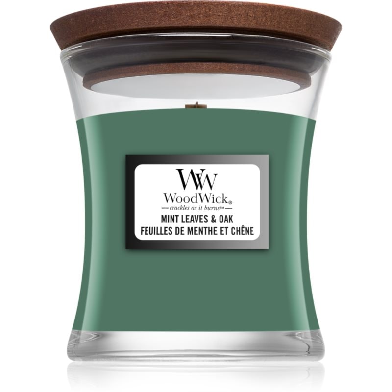 Woodwick Mint Leaves & Oak ароматна свещ с дървен фитил 85 гр. - Аромат - Сравни цени от 1 магазин с безплатна доставка