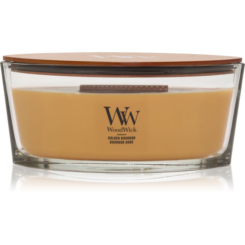 Woodwick Opulent Wood Golden Bourbon ароматна свещ с дървен фитил (hearthwick) 453.6 гр. - Аромат - Сравни цени от 1 магазин с безплатна доставка