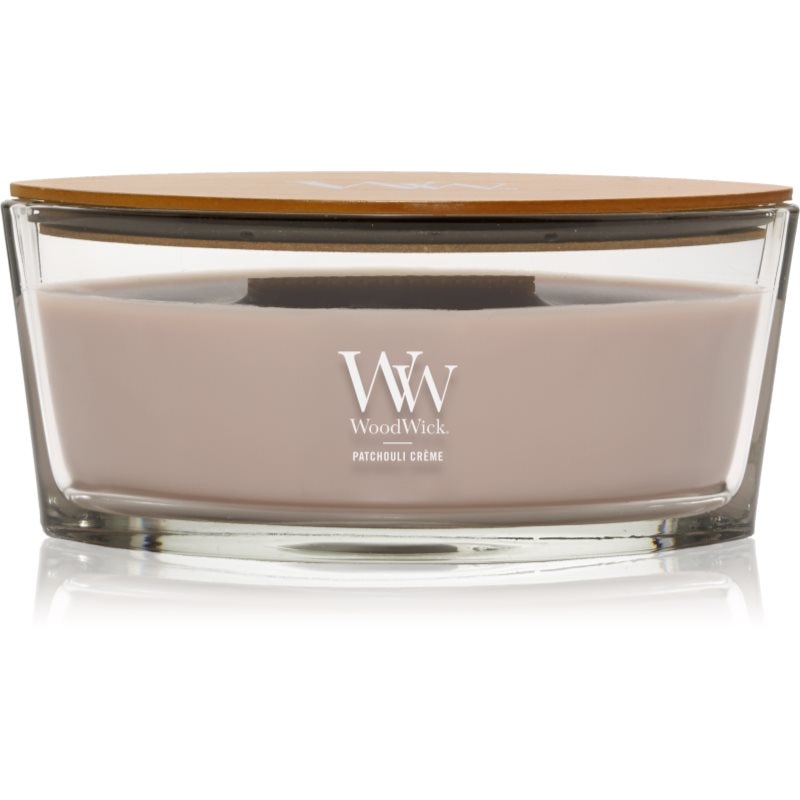 Woodwick Woodwick Opulent Wood Patchouli Creme ароматна свещ с дървен фитил 453.6 гр. - Унисекс парфюм 6мл - Сравни цени от 1 магазин с безплатна доставка