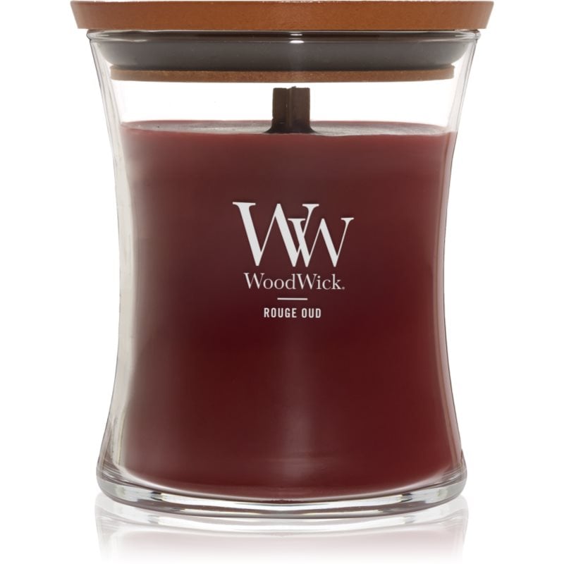 Woodwick Opulent Wood Rouge Oud ароматна свещ с дървен фитил 275 гр.