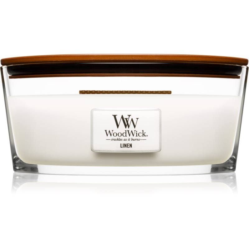 Woodwick Linen ароматна свещ с дървен фитил (hearthwick) 453.6 гр. - Аромат - Сравни цени от 1 магазин с безплатна доставка