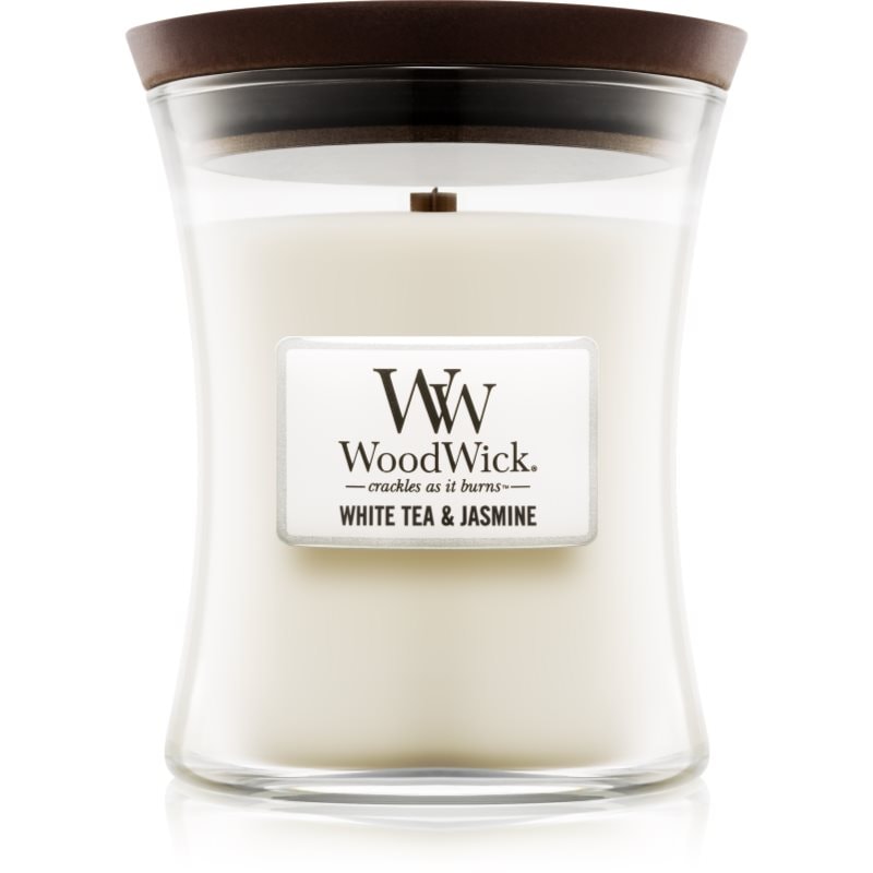 Woodwick Woodwick White Tea & Jasmine ароматна свещ с дървен фитил 275 гр. - Унисекс парфюм 275мл - Сравни цени от 1 магазин с безплатна доставка