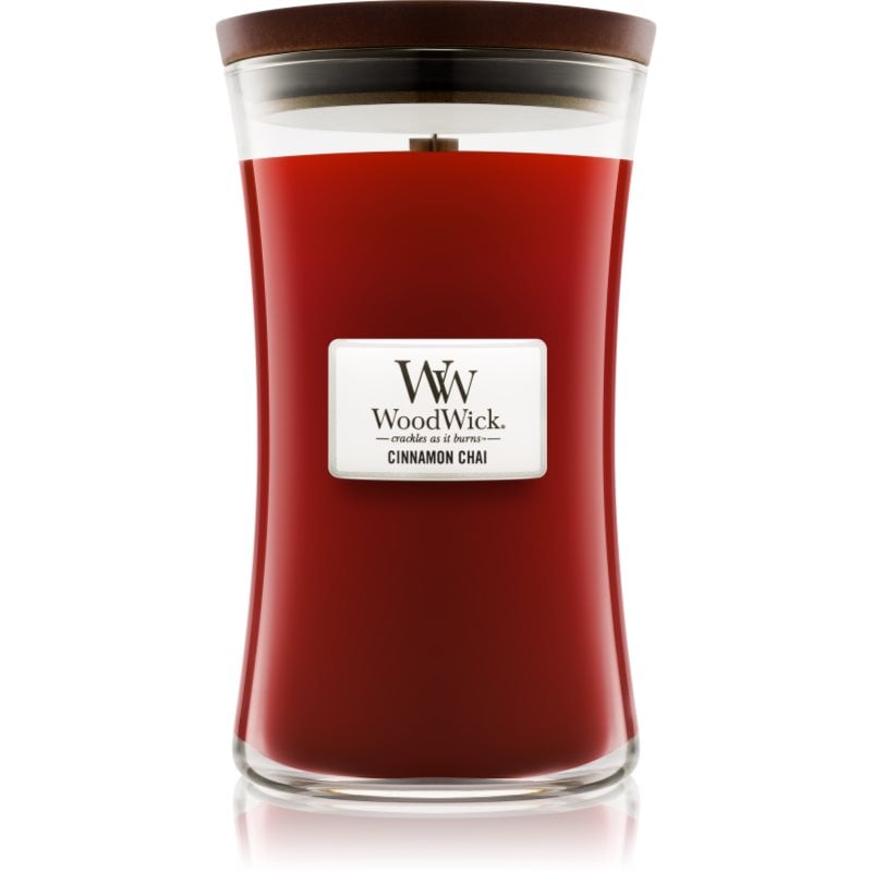 Woodwick Cinnamon Chai ароматна свещ с дървен фитил 609.5 гр.