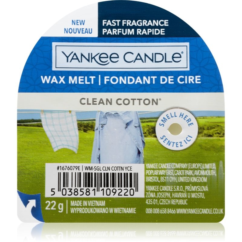 Yankee Candle Clean Cotton восък за арома-лампа 22 гр. - Аромат - Сравни цени от 1 магазин с безплатна доставка