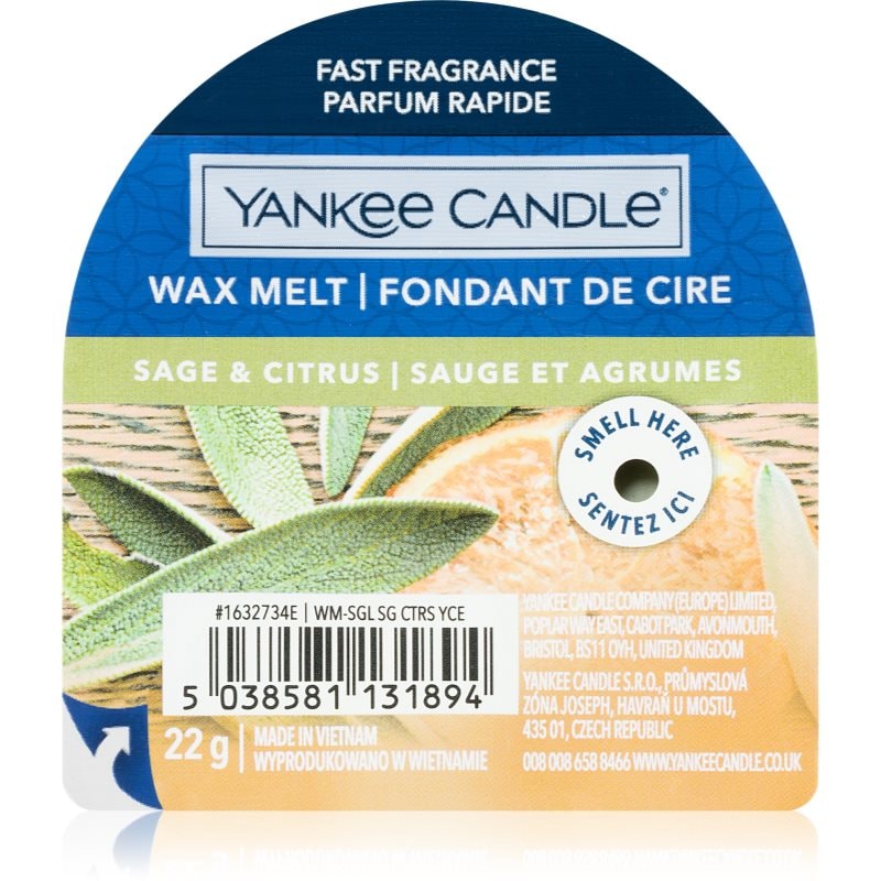 Yankee Candle Sage & Citrus восък за арома-лампа 22 гр. - Аромат - Сравни цени от 1 магазин с безплатна доставка