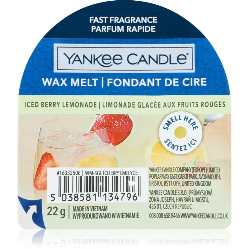 Yankee Candle Iced Berry Lemonade восък за арома-лампа 22 гр. - Аромат - Сравни цени от 1 магазин с безплатна доставка