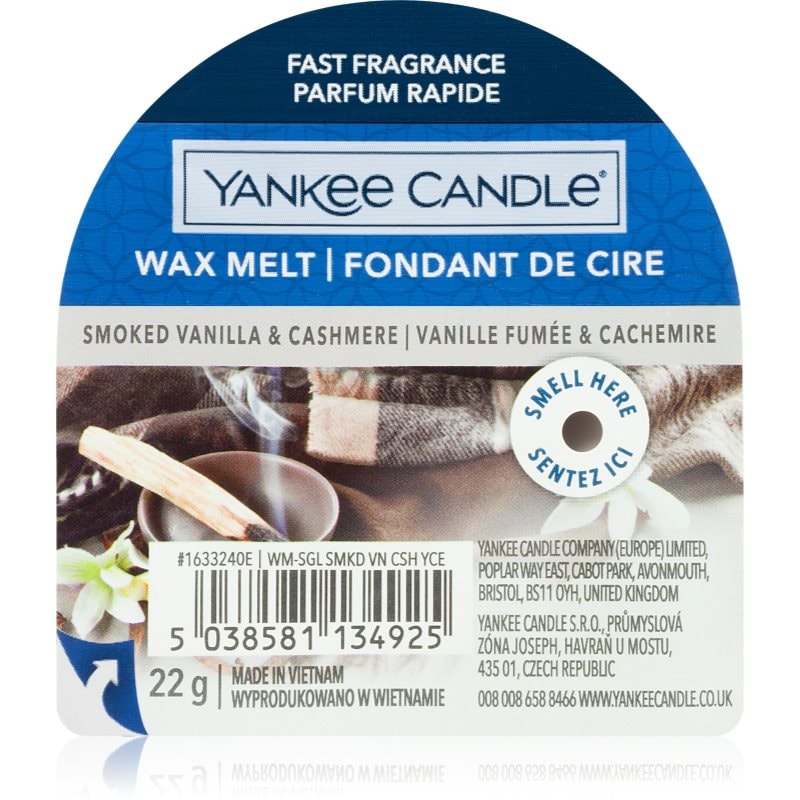 Yankee Candle Smoked Vanilla & Cashmere восък за арома-лампа 22 гр. - Аромат - Сравни цени от 1 магазин с безплатна доставка