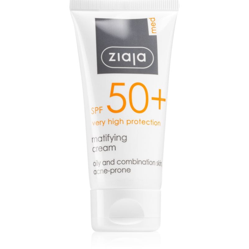 Ziaja Med Protecting UVA + UVB матиращ слънцезащитен крем за лице SPF 50+