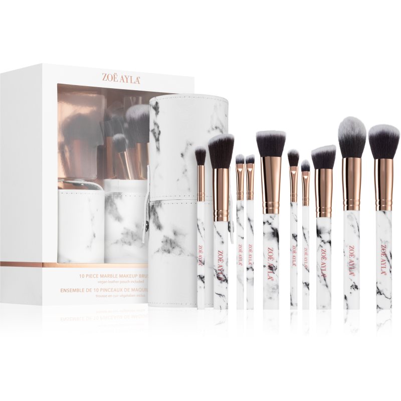 Zoë Ayla Makeup Brush Set Marble 10 Piece комплкет четки с калъф - Грим - Сравни цени от 1 магазин с безплатна доставка