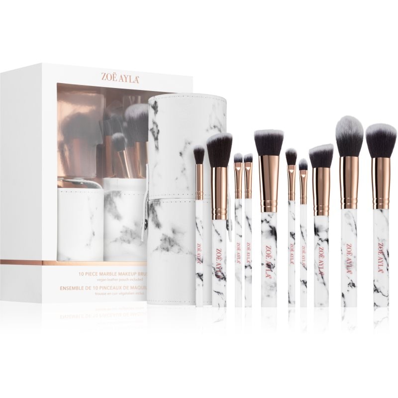 Zoë Ayla Makeup Brush Set Marble 10 Piece комплкет четки с калъф - Грим - Сравни цени от 1 магазин с безплатна доставка