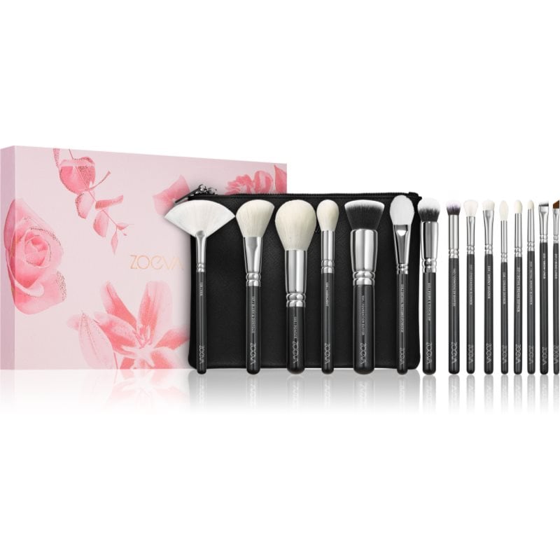 ZOEVA The Artists Brush Set Silver Комплект четки с чантичка