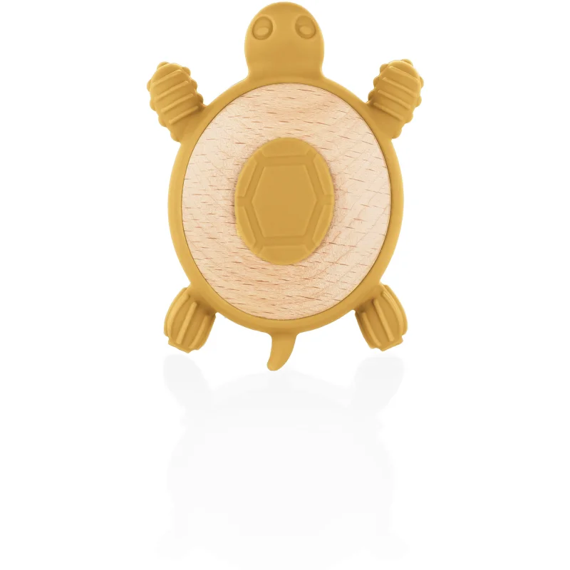Zopa Silicone Wooden Teether Turtle гризалка 0 m+ Mustard Yellow - За деца - Сравни цени от 1 магазин с безплатна доставка