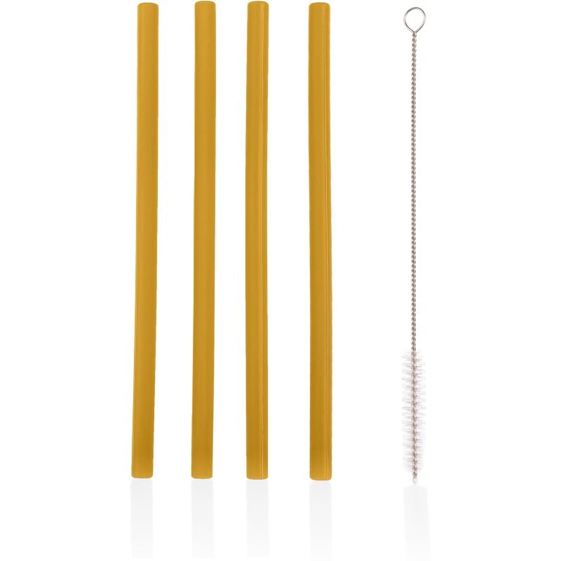 Zopa Silicone Straw силиконова сламка + четка за коса 6 m+ Mustard Yellow - За деца - Сравни цени от 1 магазин с безплатна доставка