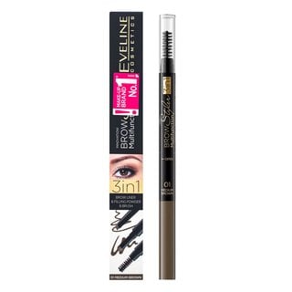 Eveline Brow Styler Multifunction 3in1 комплект за оформяне на вежди 01 Medium Brown