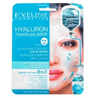 Eveline Hyaluron Moisture Pack Ultra Moisturising Face Mask 1 pcs платнена маска за всички видове кожа