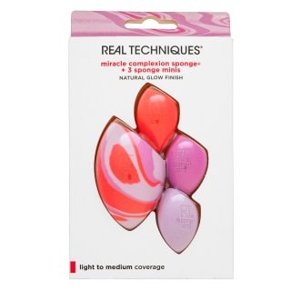 Real Techniques Berry Pop Miracle Complexion Sponge + 3 Sponge Minis гъбичка за фон дьо тен - Грим - Сравни цени от 1 магазин с безплатна доставка