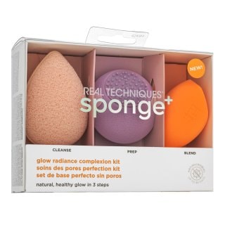 Real Techniques Sponge+ Glow Radiance Complexion Kit 3pcs комплект за уеднаквена и изсветлена кожа - Комплект - Сравни цени от 1 магазин с безплатна доставка