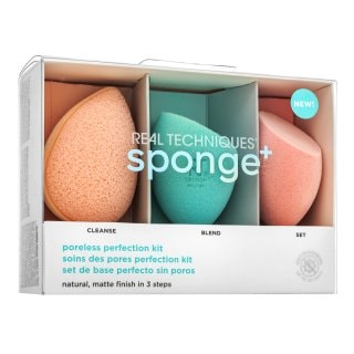 Real Techniques Sponge+ Poreless Perfection Kit 3pcs гъбичка за фон дьо тен - Грим - Сравни цени от 1 магазин с безплатна доставка