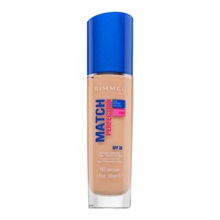 Rimmel London Match Perfection 24HR SPF20 Foundation течен фон дьо тен за уеднаквена и изсветлена кожа 102 Light Nude
