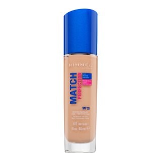 Rimmel London Match Perfection 24HR SPF20 Foundation течен фон дьо тен за уеднаквена и изсветлена кожа 102 Light Nude - Грим - Сравни цени от 1 магазин с безплатна доставка